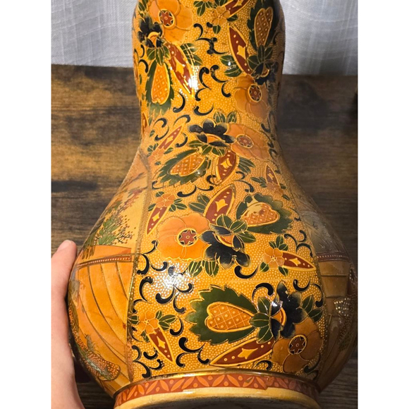 Satsuma Pitcher Vase Orange‎ Brown Vintage - Picture 12 of 13